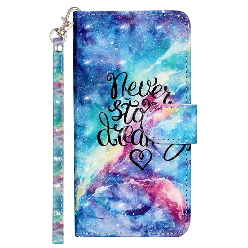 For iPhone 16 Leather Case Flip Wallet Phone Cover Magnetic Clasp 3D Pattern Printed - Starry Sky