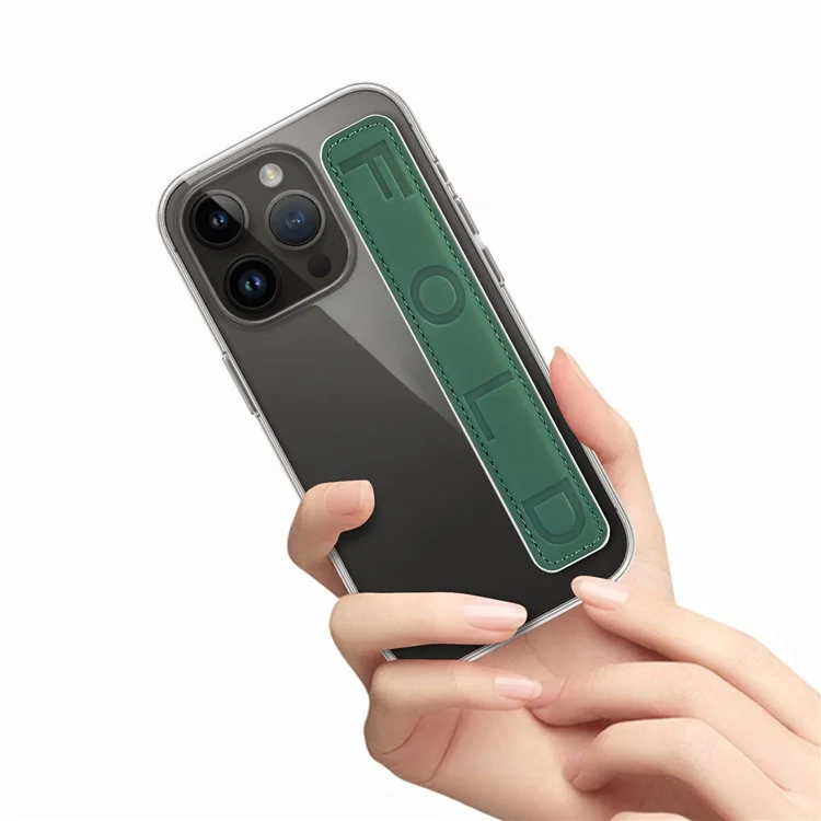 Sangle de poignet adhésive anti-perte en cuir PU pour téléphone SP-03 - Vert foncé