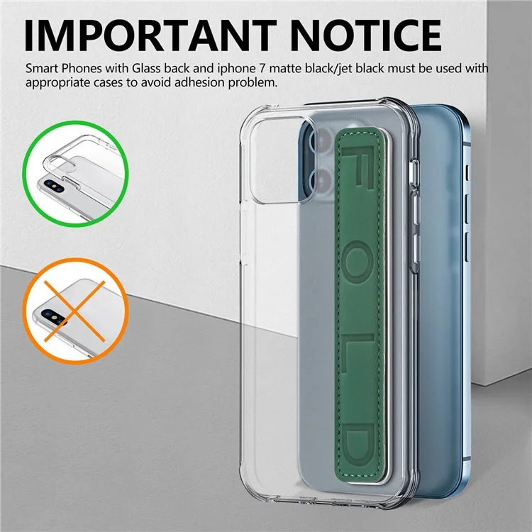 Sangle de poignet adhésive anti-perte en cuir PU pour téléphone SP-03 - Vert foncé