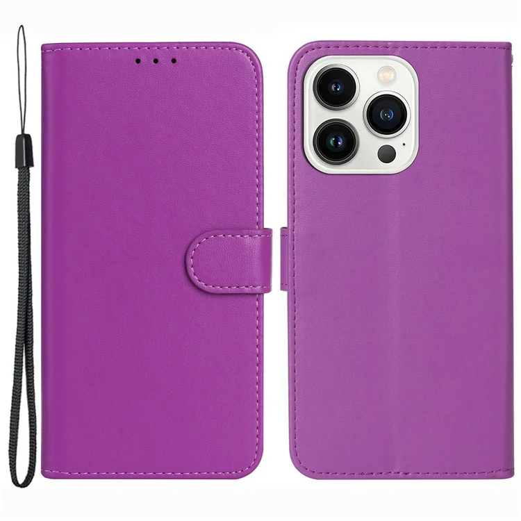 For iPhone 16 Pro Max Case Wallet PU Leather Phone Cover Shockproof TPU Inner Shell - Purple