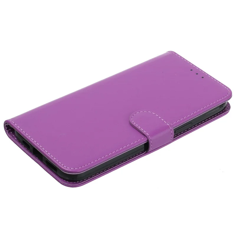For iPhone 16 Case PU Leather Magnetic Clasp Stand Folio Phone Cover - Purple