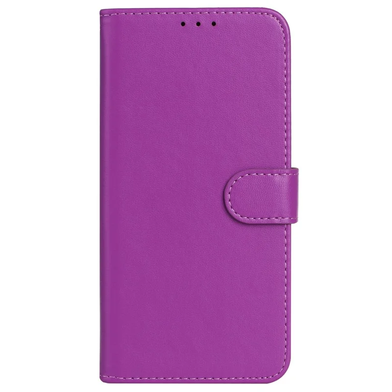For iPhone 16 Case PU Leather Magnetic Clasp Stand Folio Phone Cover - Purple