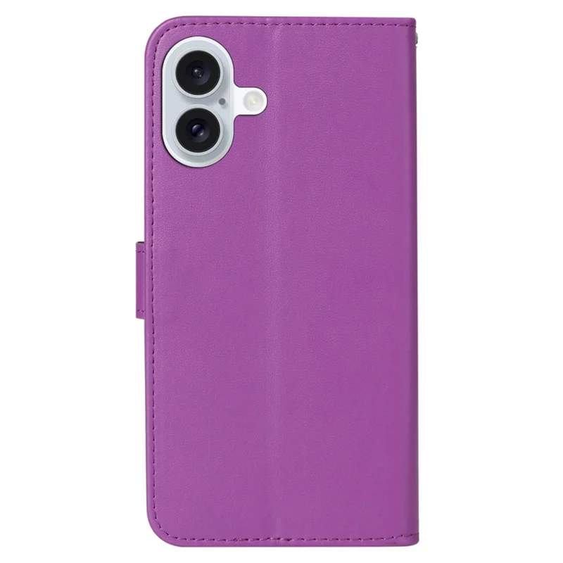 For iPhone 16 Case PU Leather Magnetic Clasp Stand Folio Phone Cover - Purple