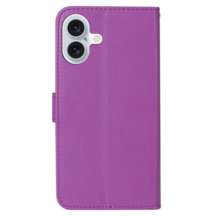 Чехол для iPhone 16 Plus Solid Color Leather TPU Shell Phone Cover - Purple