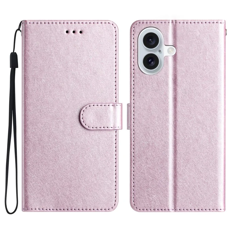 Per iPhone 16 Plus Case Card Slot PU Leather Folio Phone Cover Silk Texture - Light Purple