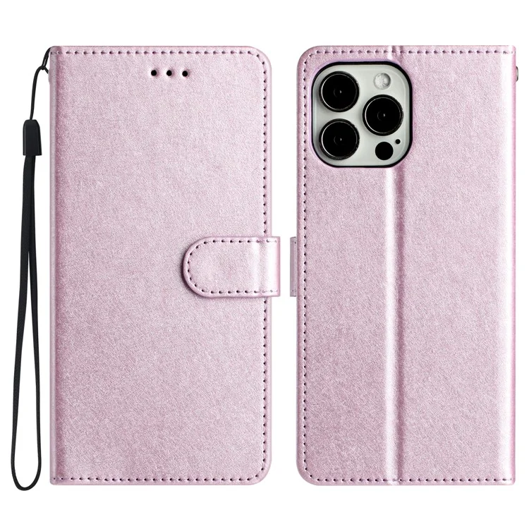Per iPhone 16 Pro Case Silk Texture Leather Wallet Phone Cover Magnetic Clasp Protective - Light Purple