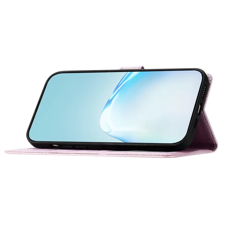 Per iPhone 16 Pro Case Silk Texture Leather Wallet Phone Cover Magnetic Clasp Protective - Light Purple