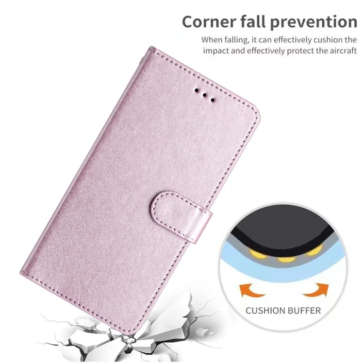 Per iPhone 16 Pro Case Silk Texture Leather Wallet Phone Cover Magnetic Clasp Protective - Light Purple