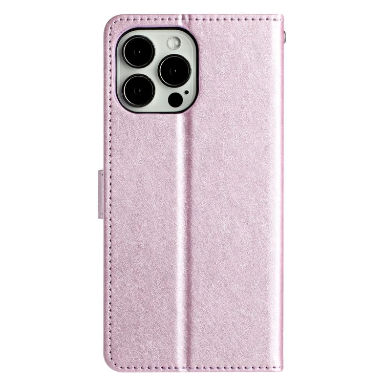 Per iPhone 16 Pro Case Silk Texture Leather Wallet Phone Cover Magnetic Clasp Protective - Light Purple