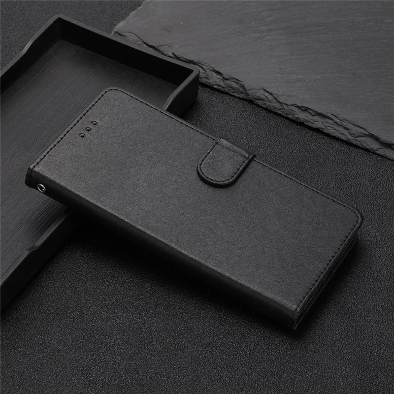 For iPhone 16 Case Silk Texture Leather Phone Cover Wallet with Credit Card Holder - Black