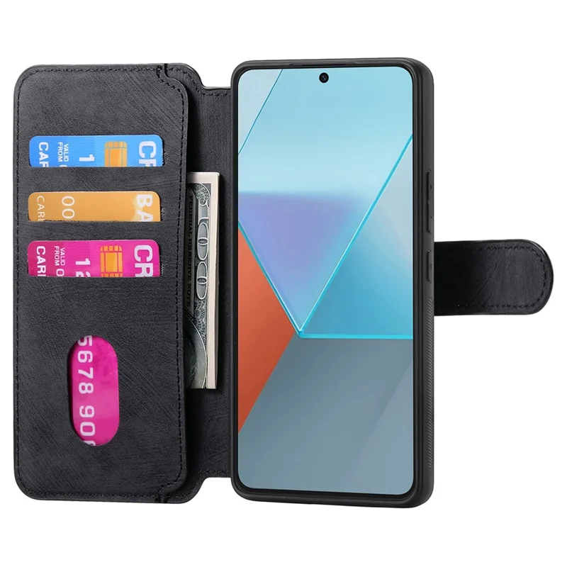 For Xiaomi Redmi Note 13 Pro 5G / Poco X6 5G Magnetic Case CASENEO Detachable Leather Phone Wallet Cover - Black