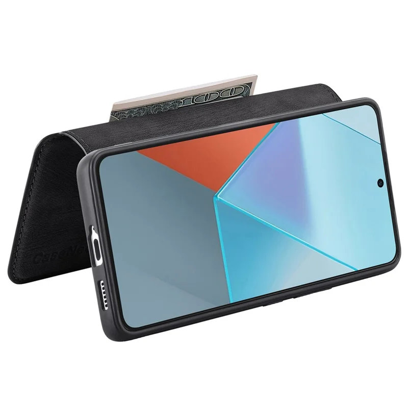 For Xiaomi Redmi Note 13 Pro 5G / Poco X6 5G Magnetic Case CASENEO Detachable Leather Phone Wallet Cover - Black