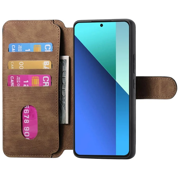 CASENEO MW-03 Per Xiaomi Redmi Note 13 4G Custodia in pelle+TPU Portafoglio Retro Cover - Marrone
