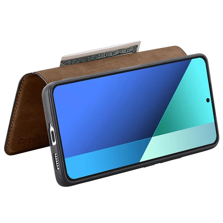 CASENEO MW-03 Per Xiaomi Redmi Note 13 4G Custodia in pelle+TPU Portafoglio Retro Cover - Marrone
