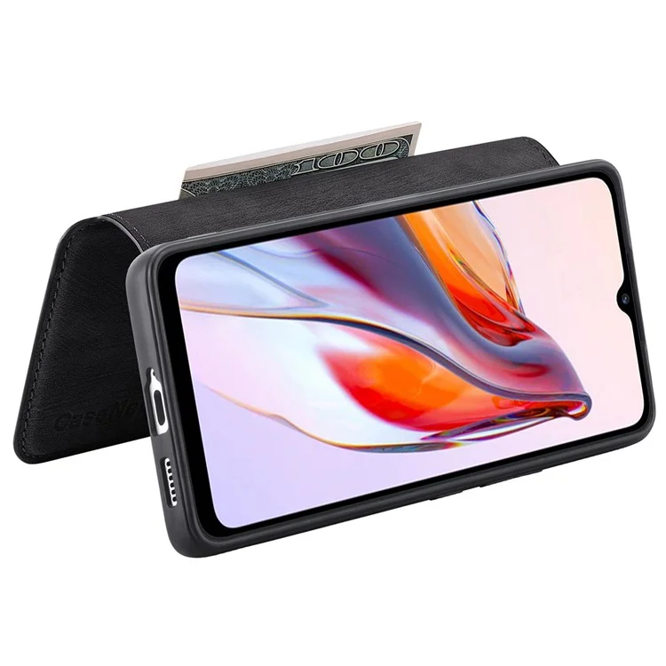 CASENEO MW-03 para Xiaomi Redmi 12C 4G Funda Cartera Desmontable Retro Funda de Teléfono - Negro