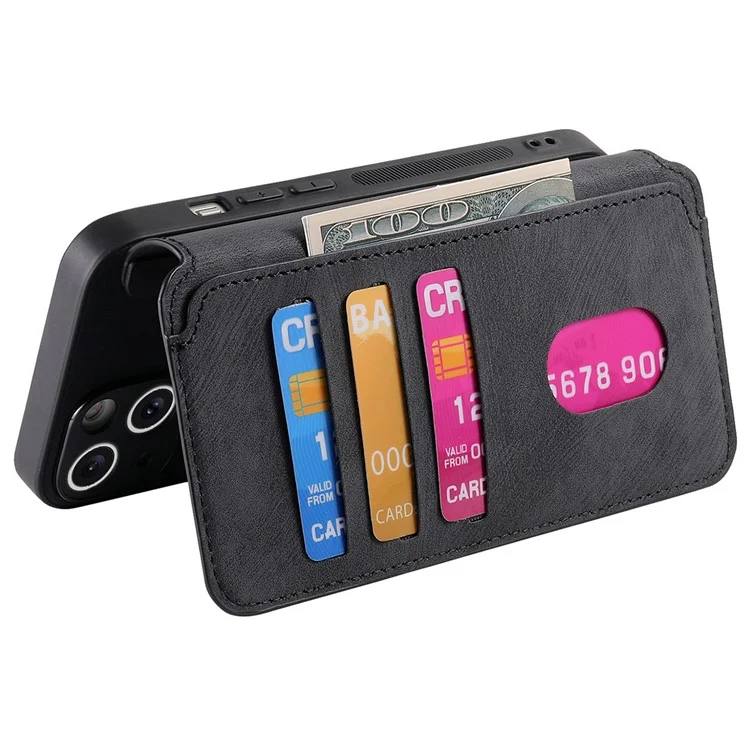CASENEO MW-03 para Xiaomi Redmi 12C 4G Funda Cartera Desmontable Retro Funda de Teléfono - Negro