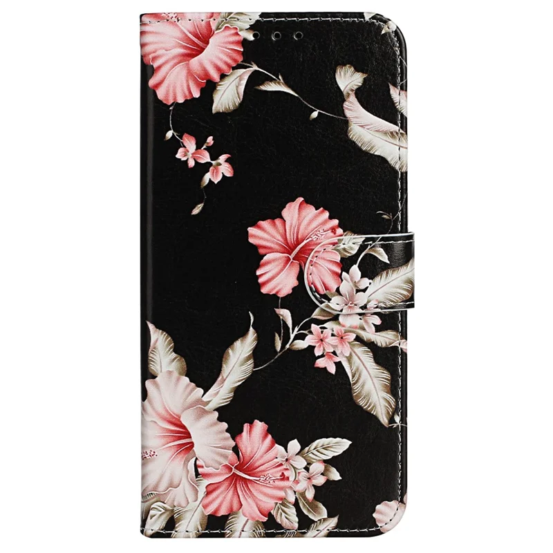 Pour iPhone 16 Pro Case Pattern Leather Phone Cover with Card Slots Holder - Rhododendron