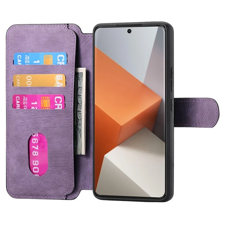 For Xiaomi Redmi Note 13 Pro+ 5G Magnetic Case CASENEO Detachable Leather Phone Wallet Cover - Purple
