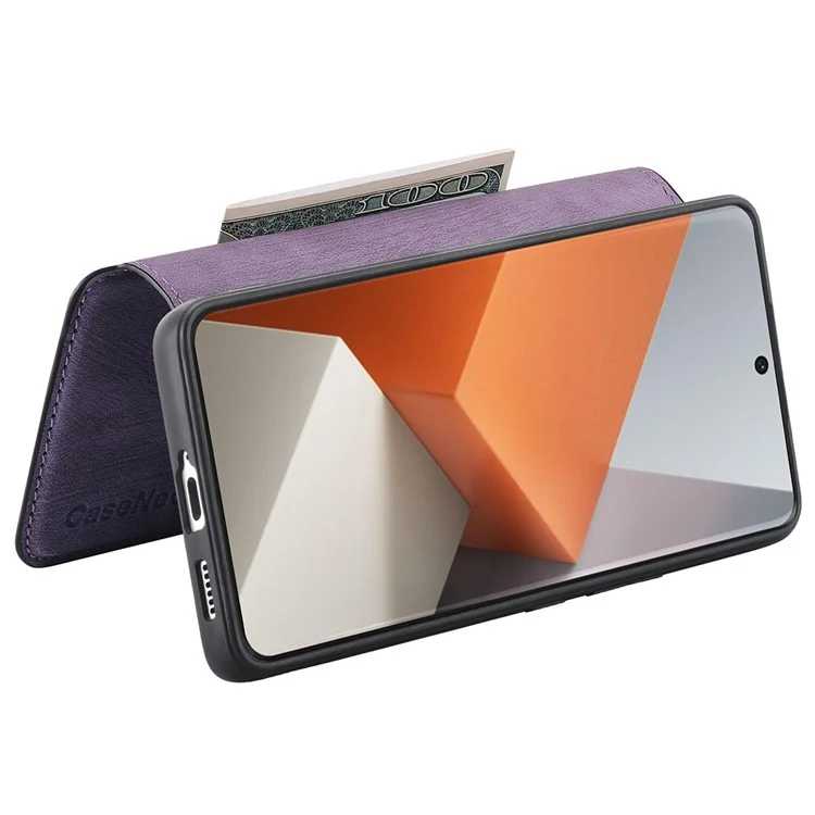 For Xiaomi Redmi Note 13 Pro+ 5G Magnetic Case CASENEO Detachable Leather Phone Wallet Cover - Purple