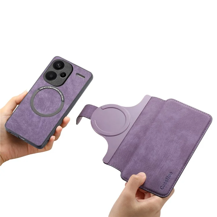 For Xiaomi Redmi Note 13 Pro+ 5G Magnetic Case CASENEO Detachable Leather Phone Wallet Cover - Purple