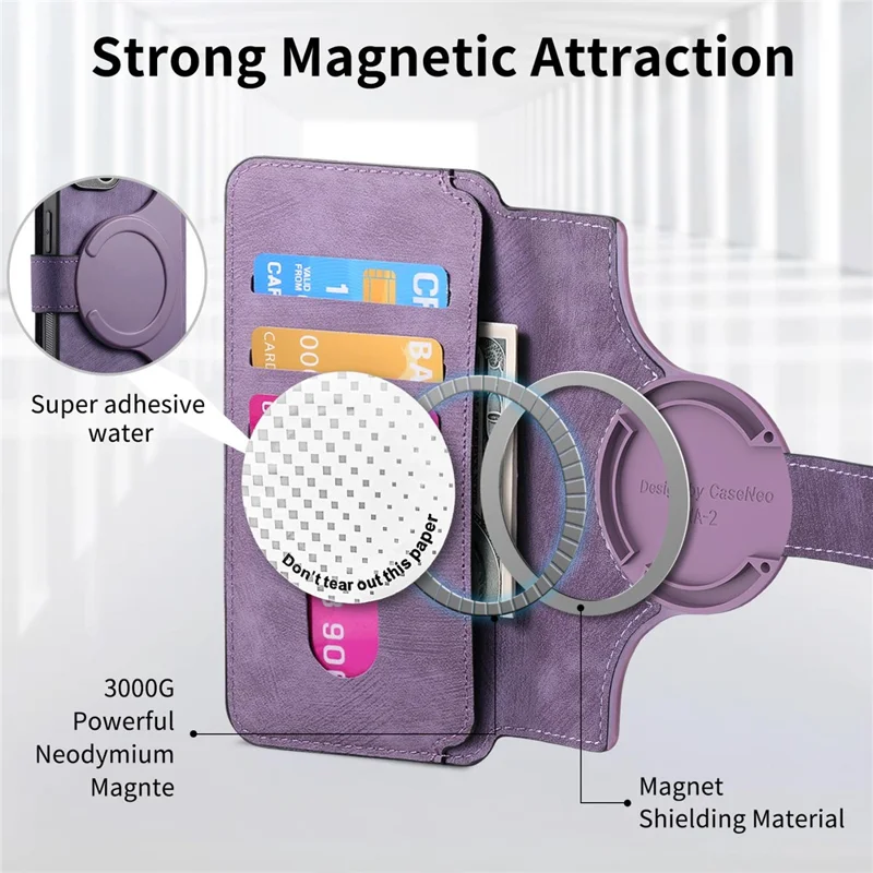 For Xiaomi Redmi Note 13 Pro+ 5G Magnetic Case CASENEO Detachable Leather Phone Wallet Cover - Purple