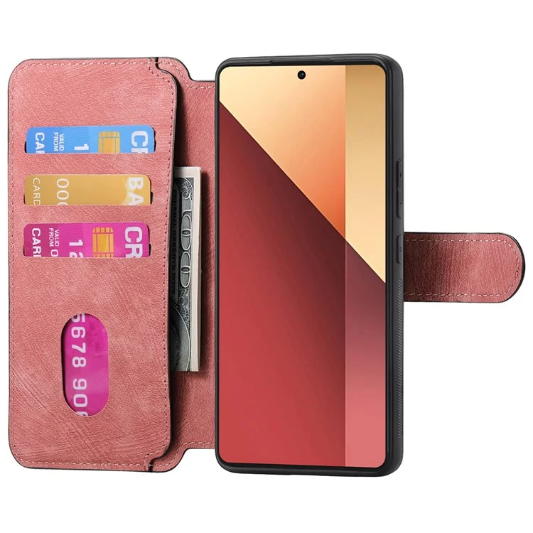 For Xiaomi Redmi Note 13 Pro 4G / Poco M6 Pro 4G Magnetic Case CASENEO Detachable Leather Phone Wallet Cover - Pink