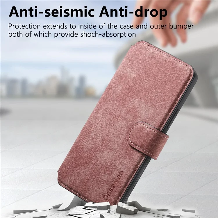 For Xiaomi Redmi Note 13 Pro 4G / Poco M6 Pro 4G Magnetic Case CASENEO Detachable Leather Phone Wallet Cover - Pink