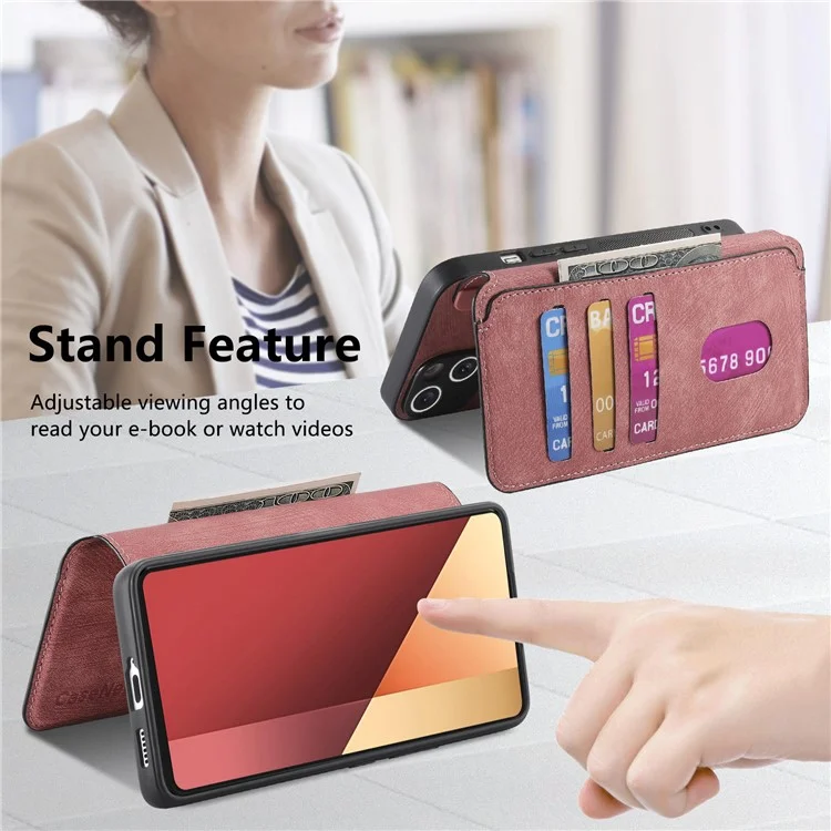 For Xiaomi Redmi Note 13 Pro 4G / Poco M6 Pro 4G Magnetic Case CASENEO Detachable Leather Phone Wallet Cover - Pink
