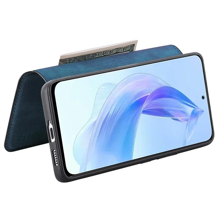 CASENEO MW-03 For Honor 90 Lite 5G Case Leather Wallet Detachable 2-in-1 Phone Cover - Azul Escuro