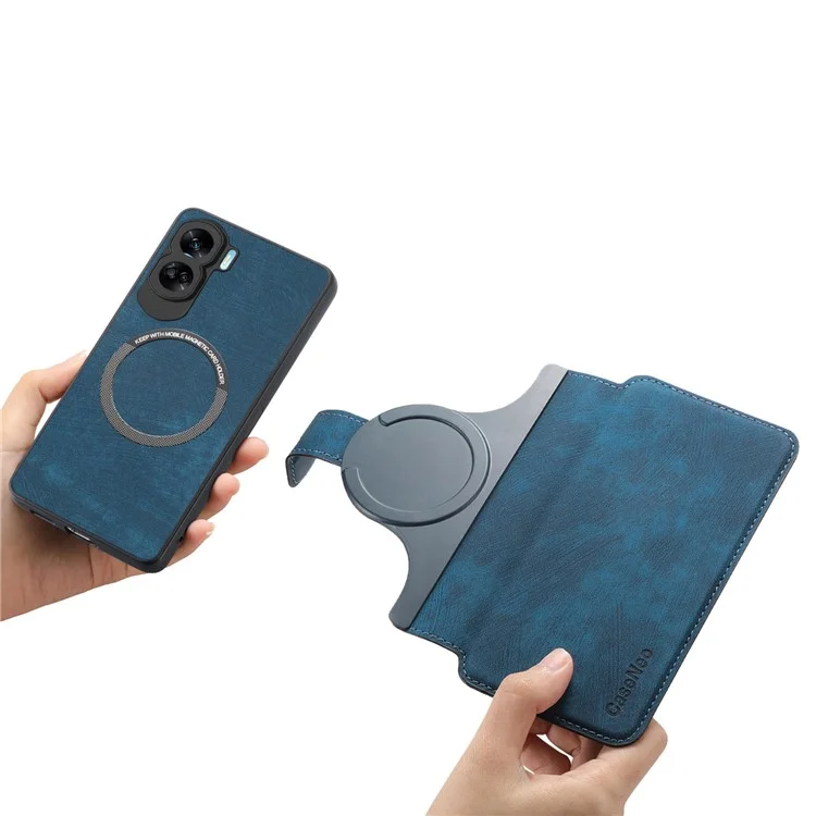 CASENEO MW-03 For Honor 90 Lite 5G Case Leather Wallet Detachable 2-in-1 Phone Cover - Azul Escuro