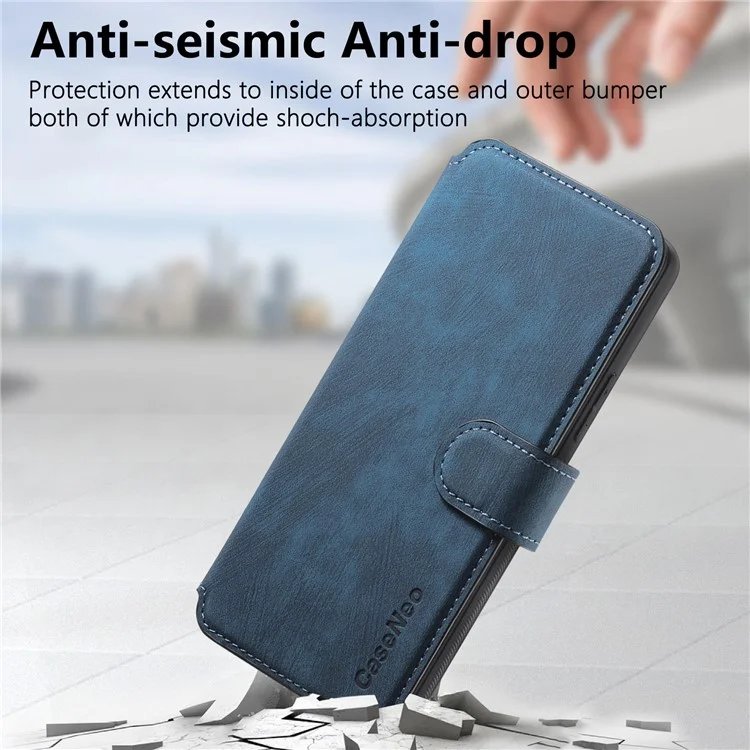 CASENEO MW-03 For Honor 90 Lite 5G Case Leather Wallet Detachable 2-in-1 Phone Cover - Azul Escuro
