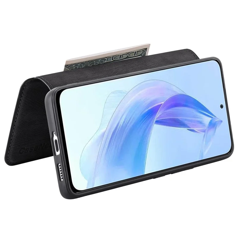 For Honor 90 Lite 5G Magnetic Case CASENEO Detachable Leather Phone Wallet Cover - Black
