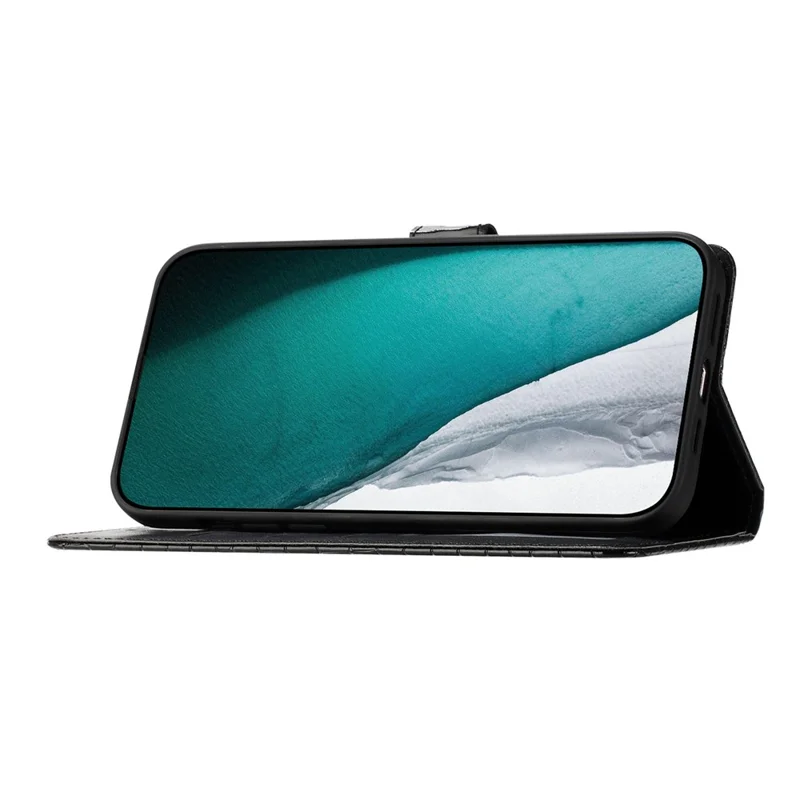 For iPhone 16 Plus Case Crocodile Texture Leather Phone Cover Card Slots Stand Function - Black