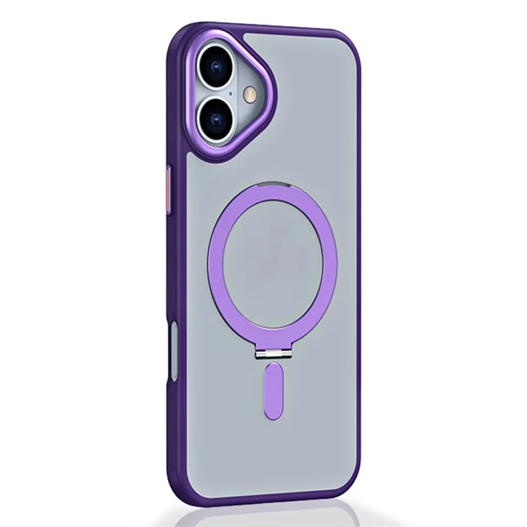 Coque Magnétique pour iPhone 16 TPU+Acrylique Protection Anti-Chute avec Support - Violet