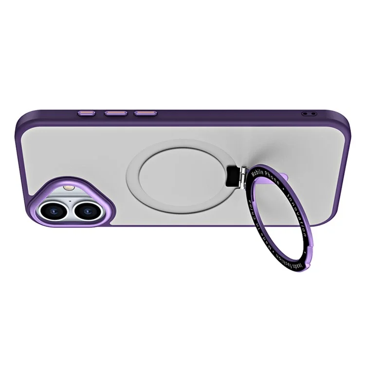 Coque Magnétique pour iPhone 16 TPU+Acrylique Protection Anti-Chute avec Support - Violet