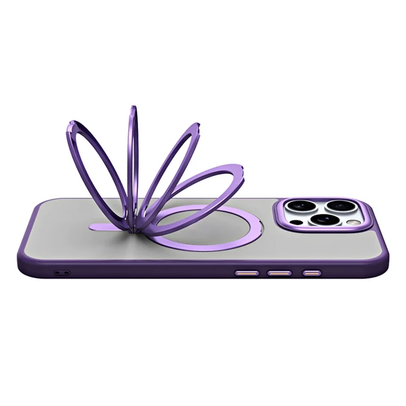 غطاء لهاتف iPhone 16 Pro Max متوافق مع MagSafe، غطاء هاتف شفاف بمسند قابل للتعديل من مادة TPU وأكريليك - شفاف