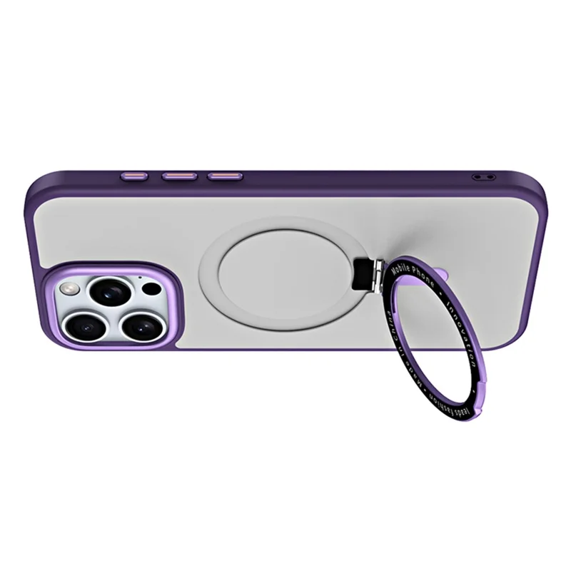 غطاء لهاتف iPhone 16 Pro Max متوافق مع MagSafe، غطاء هاتف شفاف بمسند قابل للتعديل من مادة TPU وأكريليك - شفاف