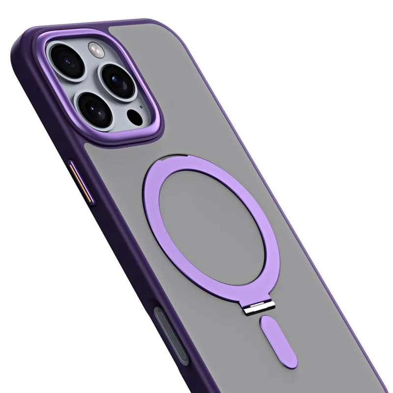 غطاء لهاتف iPhone 16 Pro Max متوافق مع MagSafe، غطاء هاتف شفاف بمسند قابل للتعديل من مادة TPU وأكريليك - شفاف