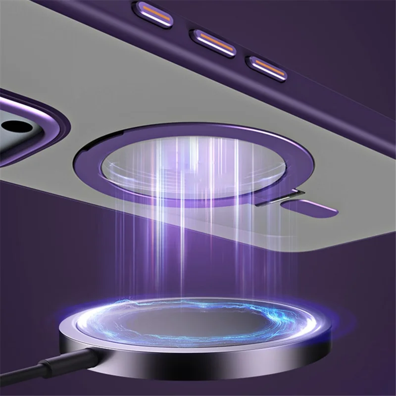 غطاء لهاتف iPhone 16 Pro Max متوافق مع MagSafe، غطاء هاتف شفاف بمسند قابل للتعديل من مادة TPU وأكريليك - شفاف