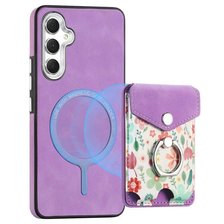 E3 For Samsung Galaxy A05s 4G Magnetic Case Compatible with MagSafe Detachable Card Holder - Purple