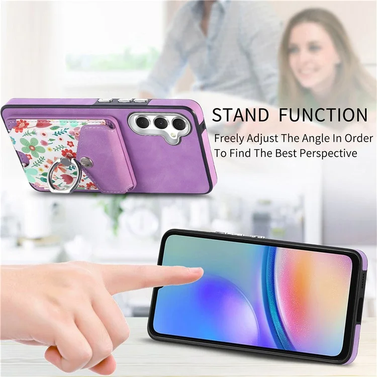 E3 For Samsung Galaxy A05s 4G Magnetic Case Compatible with MagSafe Detachable Card Holder - Purple