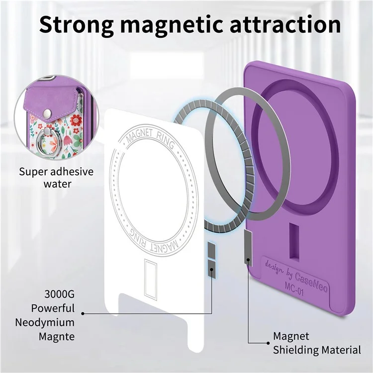 E3 For Samsung Galaxy A05s 4G Magnetic Case Compatible with MagSafe Detachable Card Holder - Purple