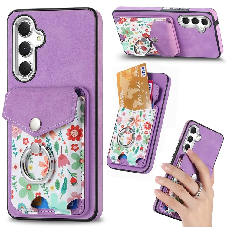 E3 For Samsung Galaxy A05s 4G Magnetic Case Compatible with MagSafe Detachable Card Holder - Purple