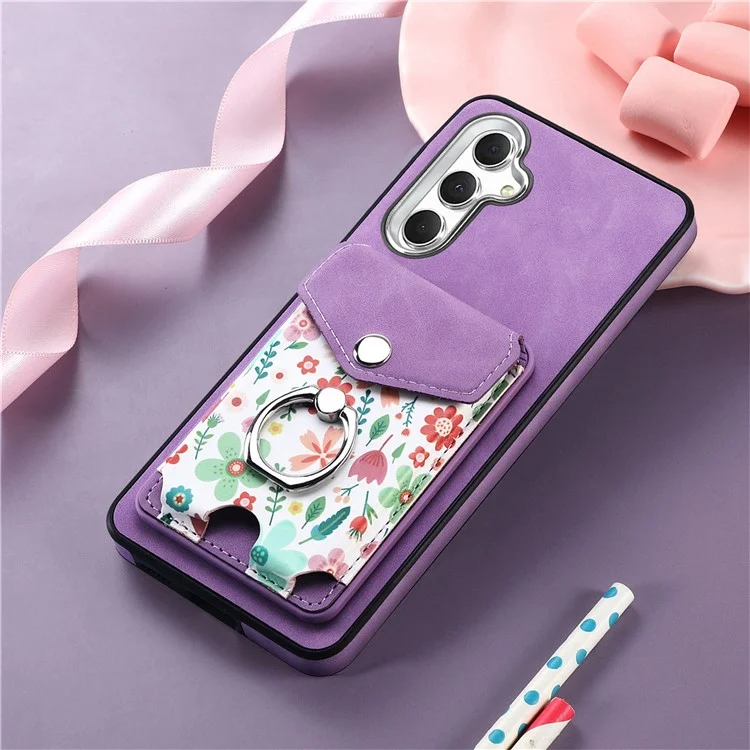 E3 For Samsung Galaxy A05s 4G Magnetic Case Compatible with MagSafe Detachable Card Holder - Purple