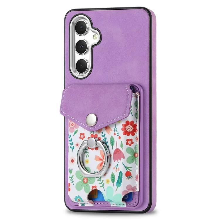 E3 For Samsung Galaxy A05s 4G Magnetic Case Compatible with MagSafe Detachable Card Holder - Purple