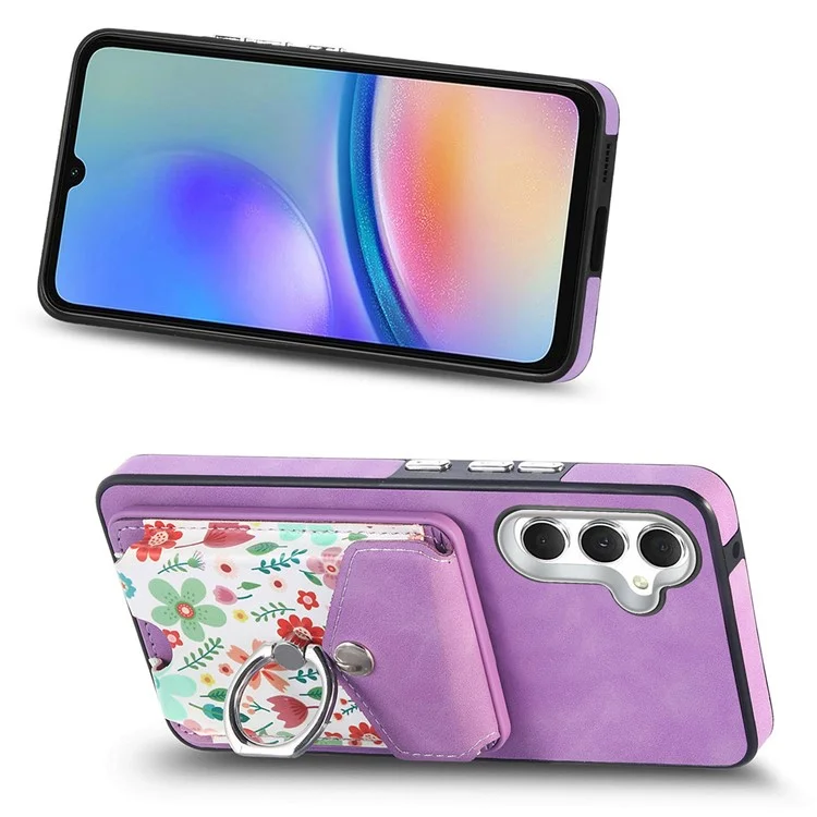E3 For Samsung Galaxy A05s 4G Magnetic Case Compatible with MagSafe Detachable Card Holder - Purple