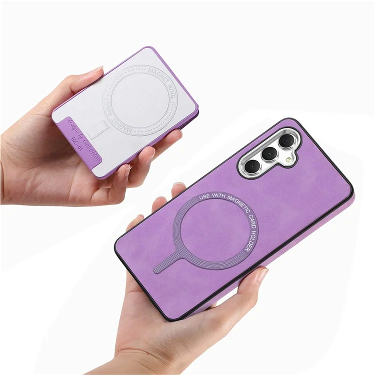 E3 For Samsung Galaxy A05s 4G Magnetic Case Compatible with MagSafe Detachable Card Holder - Purple