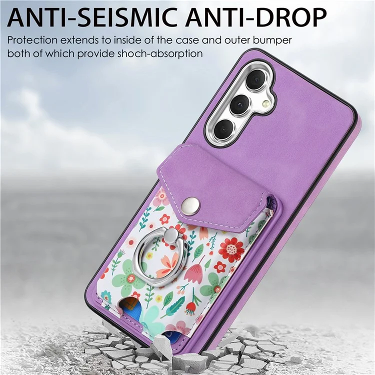 E3 For Samsung Galaxy A05s 4G Magnetic Case Compatible with MagSafe Detachable Card Holder - Purple