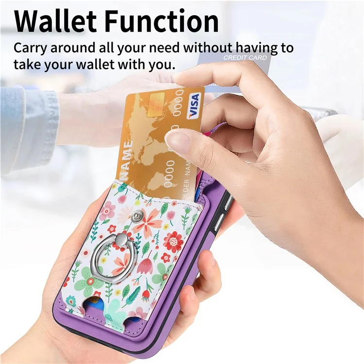 E3 For Samsung Galaxy A05s 4G Magnetic Case Compatible with MagSafe Detachable Card Holder - Purple