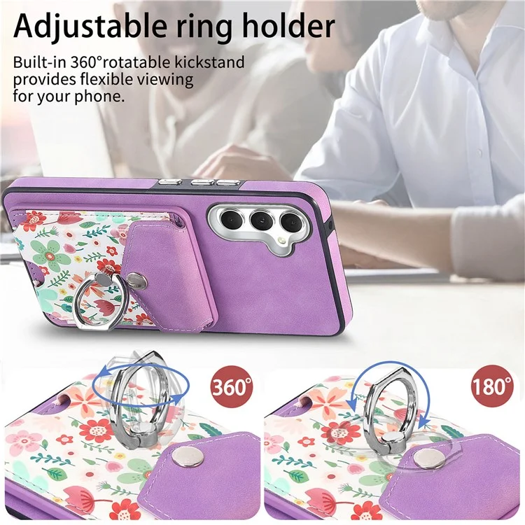 E3 For Samsung Galaxy A05s 4G Magnetic Case Compatible with MagSafe Detachable Card Holder - Purple